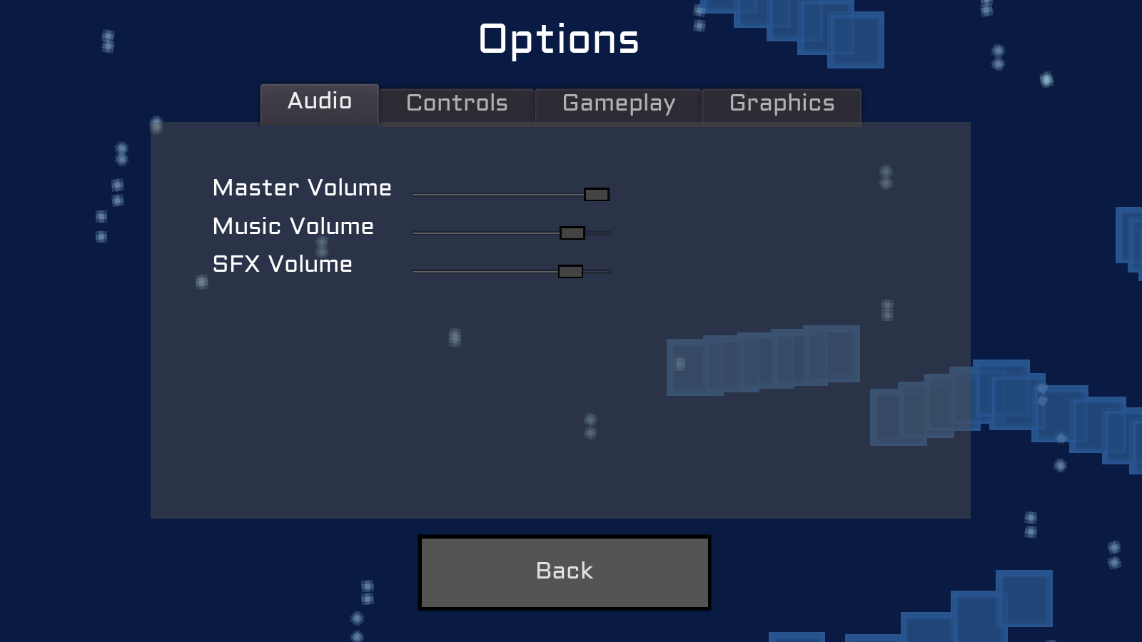 A photo of the new Options Menu.